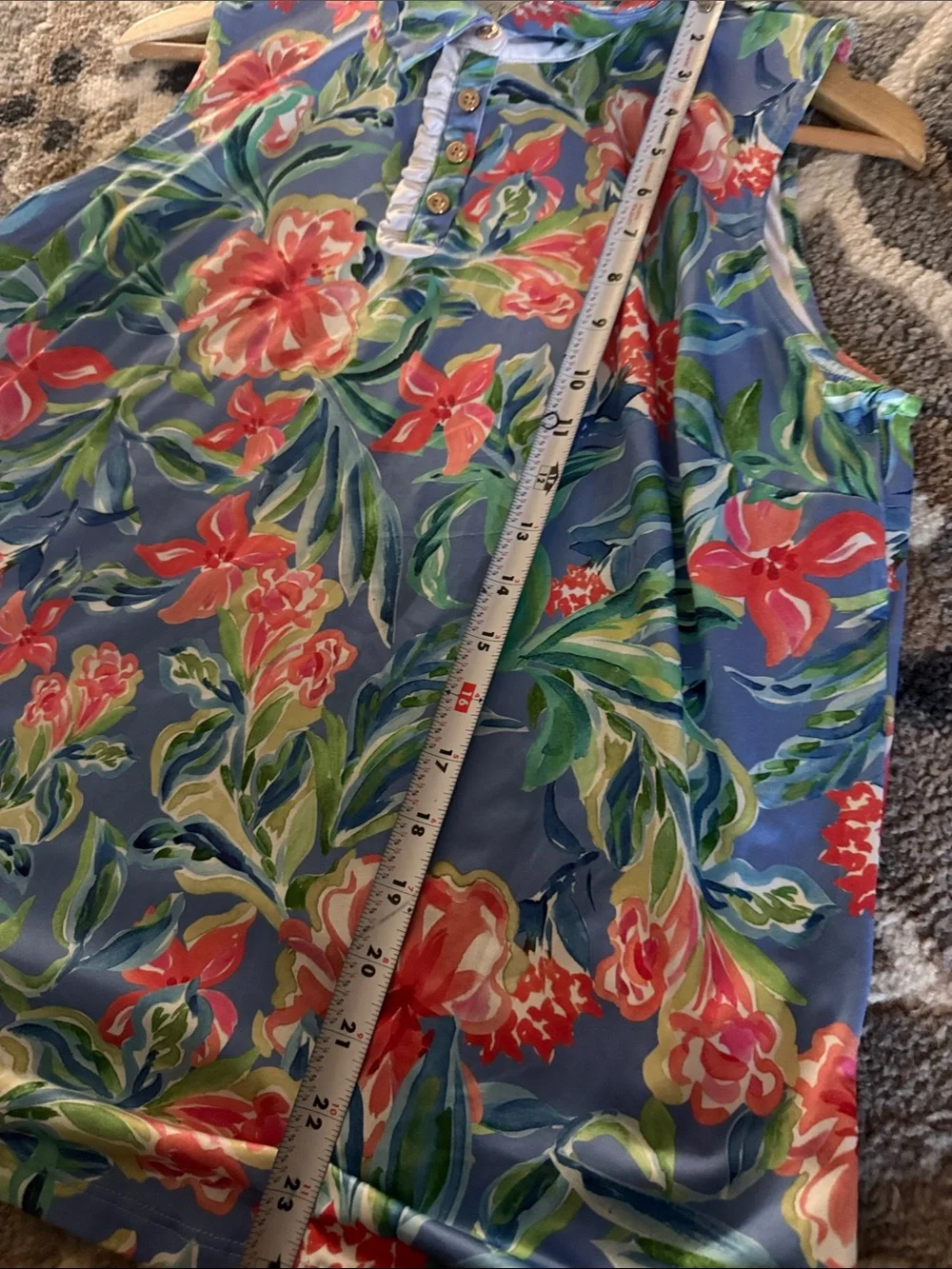 Stella Parker sport set Blue Floral Sleeveless polo Top & Skort size L unique